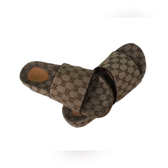 Gucci GG Monogram Canvas Platform Slide Sandals Brown Size 45 COA main image 10